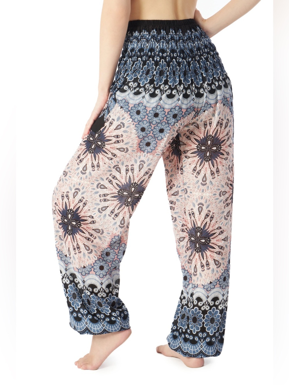 Sunflower Mandala Boho hippie lightweight pants | One size Stretchy side pockets